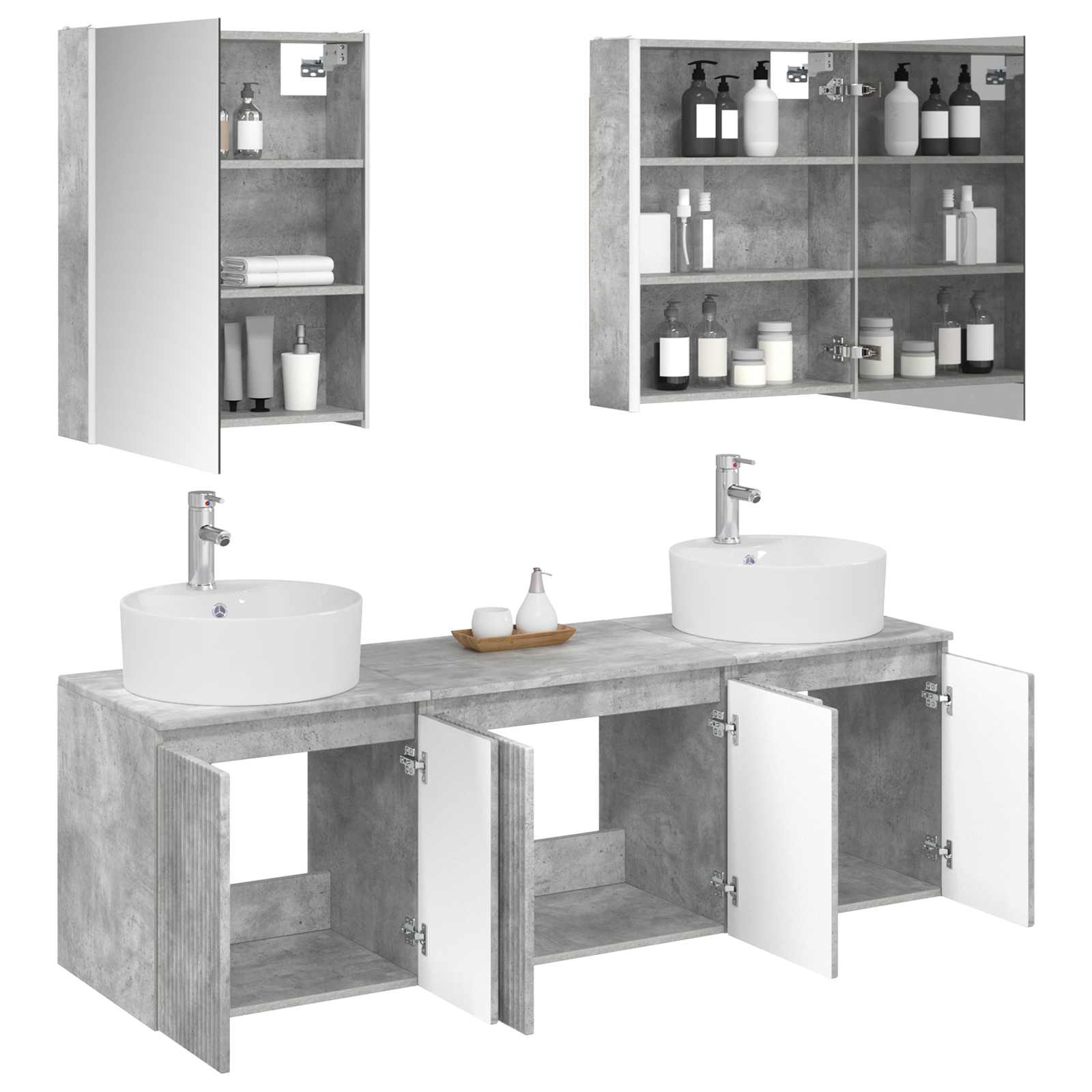vidaXL Bathroom Cabinet Set 5 pcs Concrete Grey Engineered Wood 3
