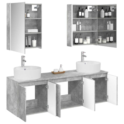 vidaXL Bathroom Cabinet Set 5 pcs Concrete Grey Engineered Wood 3