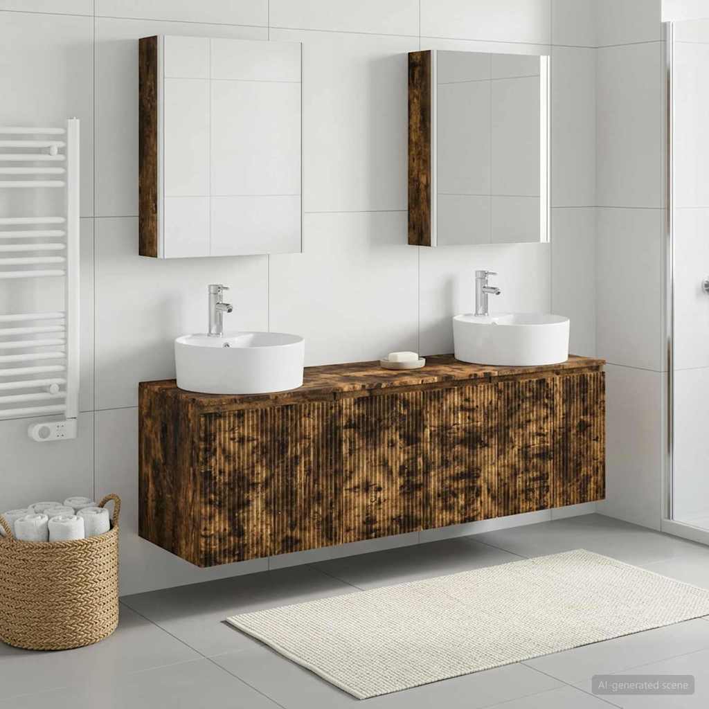 vidaXL Bathroom Cabinet Set 5 pcs Smoked Oak Engineered Wood 1