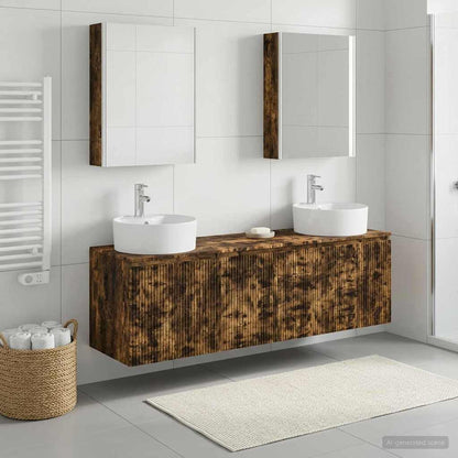 vidaXL Bathroom Cabinet Set 5 pcs Smoked Oak Engineered Wood 1