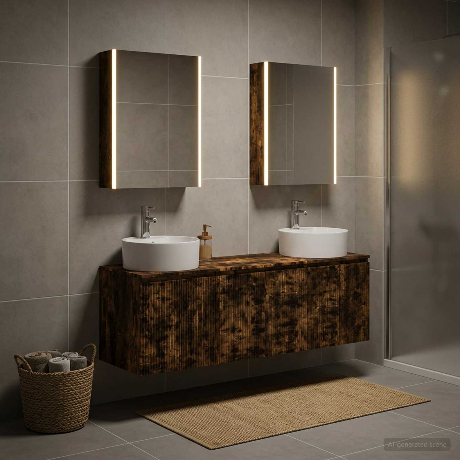vidaXL Bathroom Cabinet Set 5 pcs Smoked Oak Engineered Wood 4