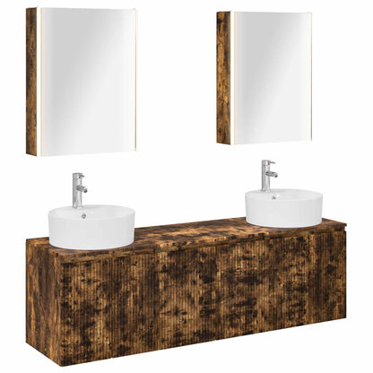 vidaXL Bathroom Cabinet Set 5 pcs Smoked Oak Engineered Wood 2