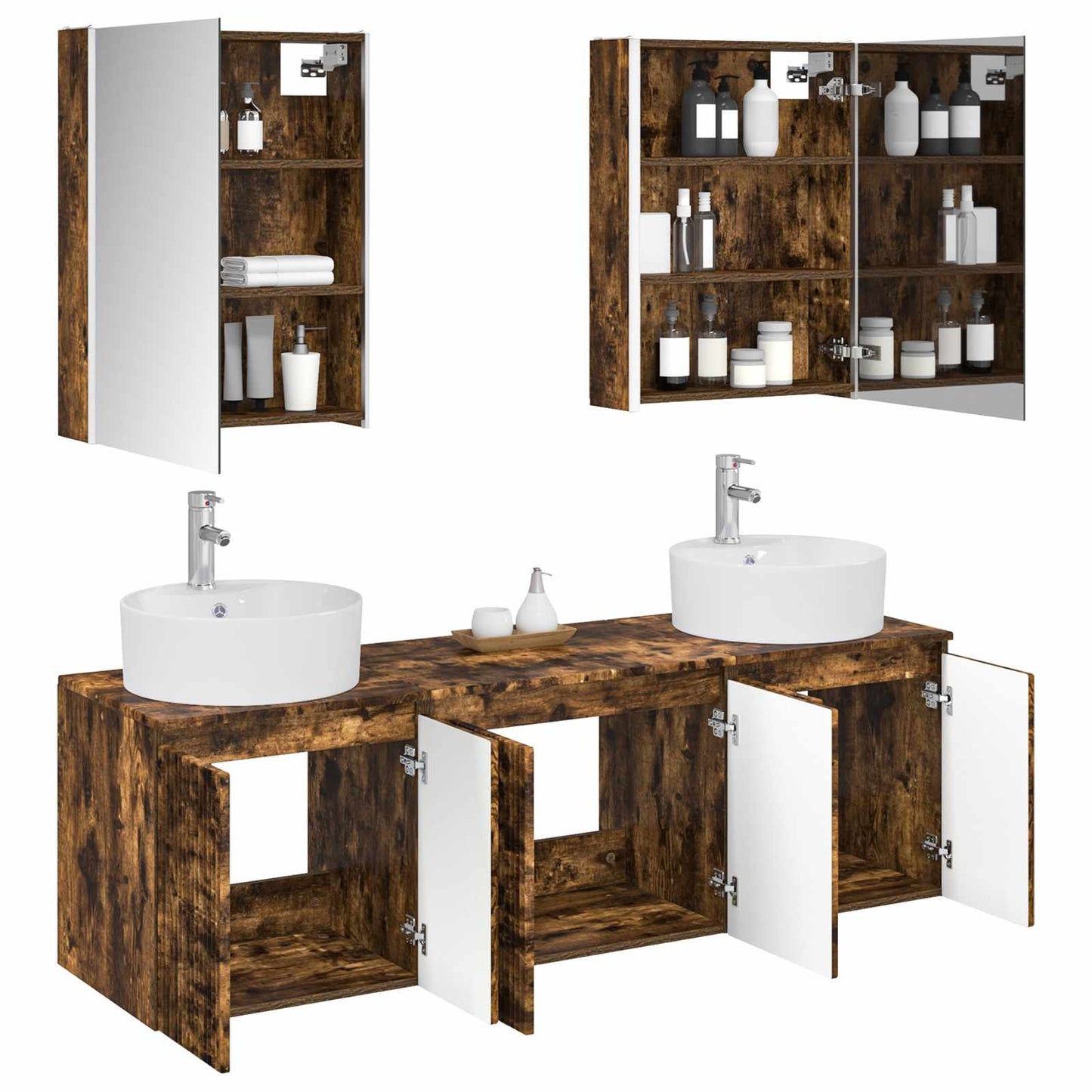 vidaXL Bathroom Cabinet Set 5 pcs Smoked Oak Engineered Wood 3