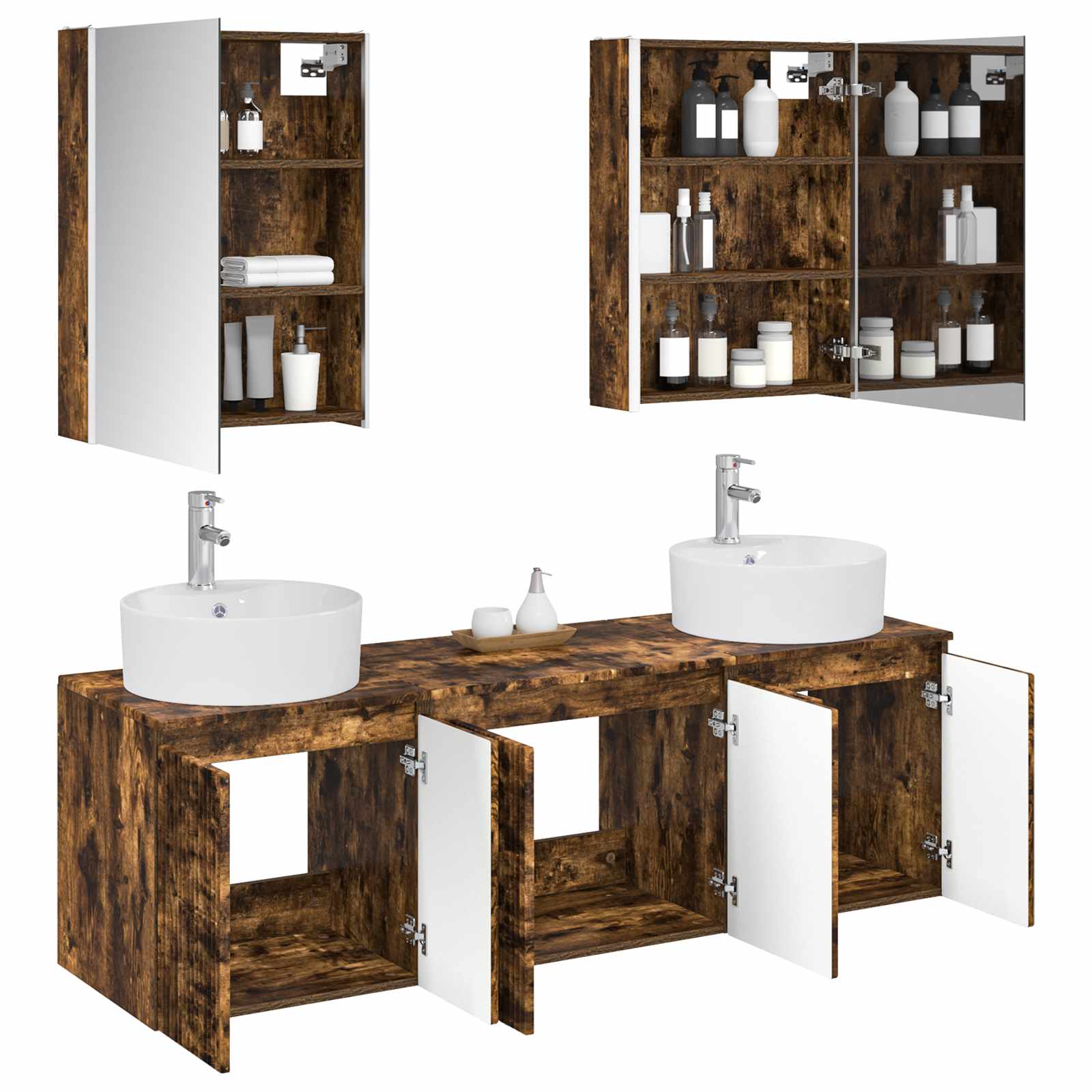 vidaXL Bathroom Cabinet Set 5 pcs Smoked Oak Engineered Wood 3