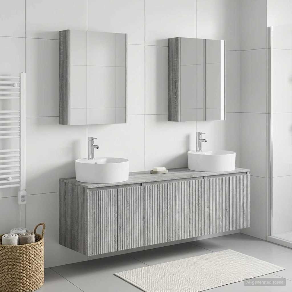 vidaXL Bathroom Cabinet Set 5 pcs Grey Sonoma Engineered Wood 1