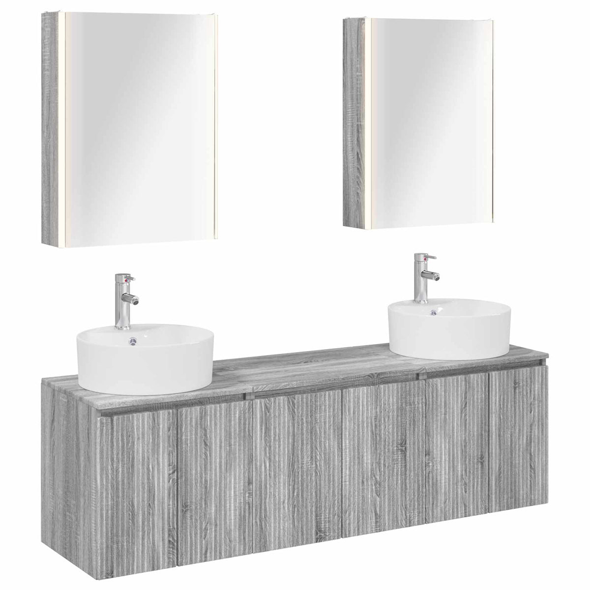 vidaXL Bathroom Cabinet Set 5 pcs Grey Sonoma Engineered Wood 2