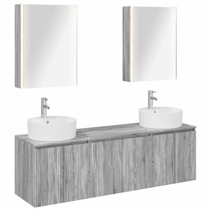 vidaXL Bathroom Cabinet Set 5 pcs Grey Sonoma Engineered Wood 2