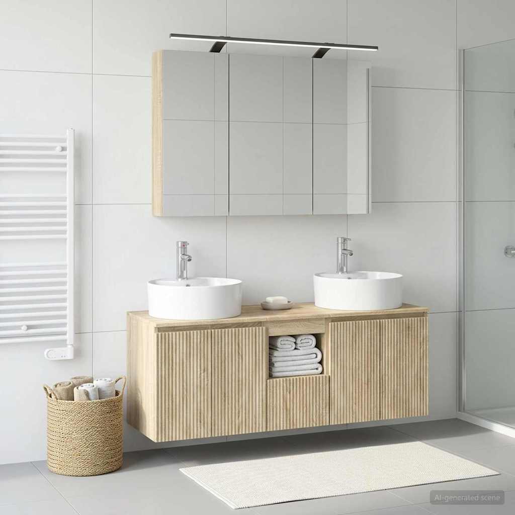 vidaXL Bathroom Cabinet Set 4 pcs Sonoma Oak Engineered Wood 4
