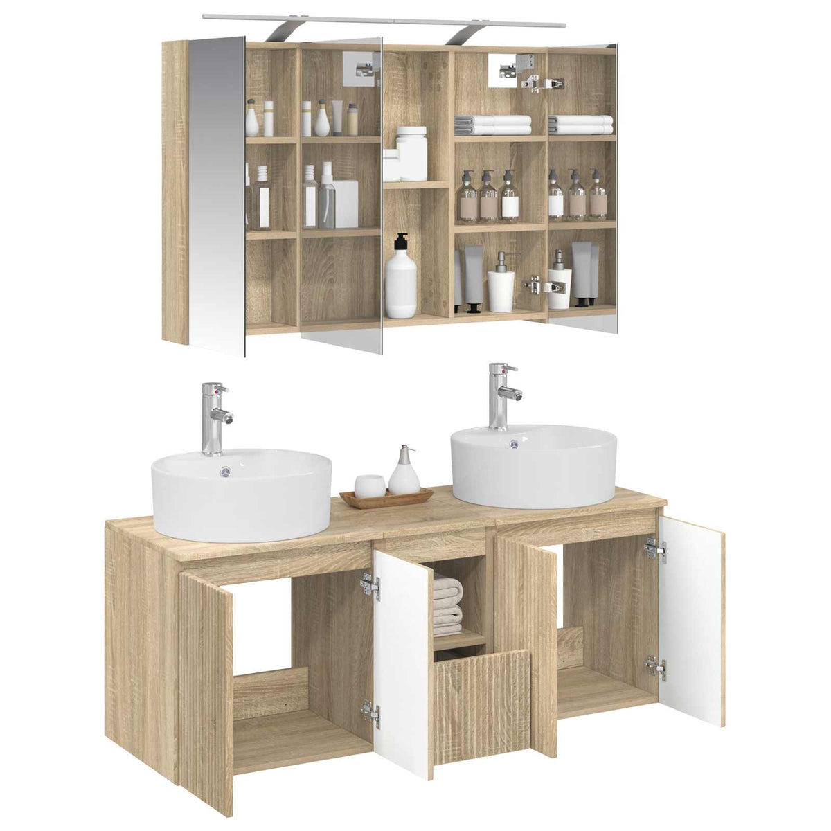 vidaXL Bathroom Cabinet Set 4 pcs Sonoma Oak Engineered Wood 3