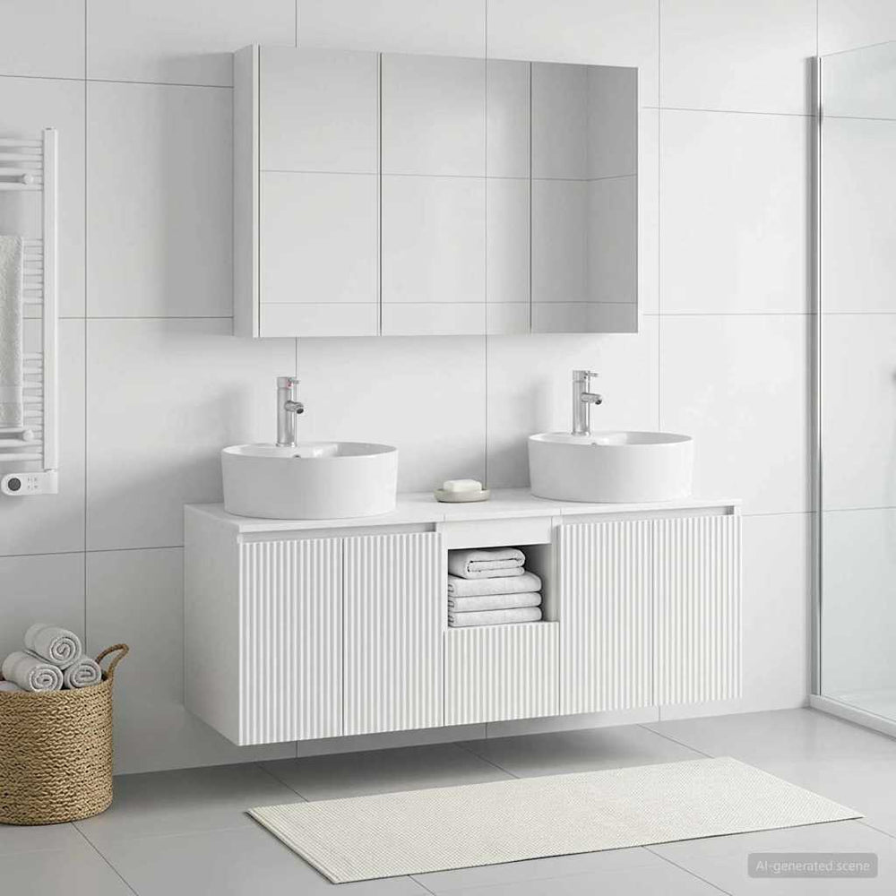 vidaXL Bathroom Cabinet Set 4 pcs White Engineered Wood