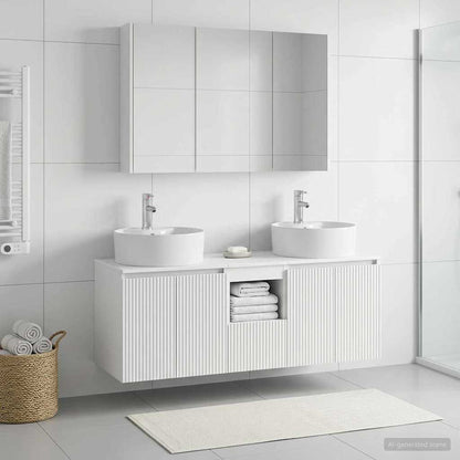 vidaXL Bathroom Cabinet Set 4 pcs White Engineered Wood 1