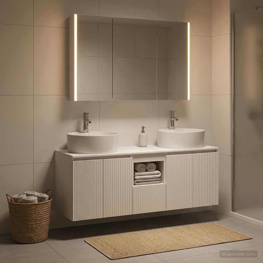 vidaXL Bathroom Cabinet Set 4 pcs White Engineered Wood 4
