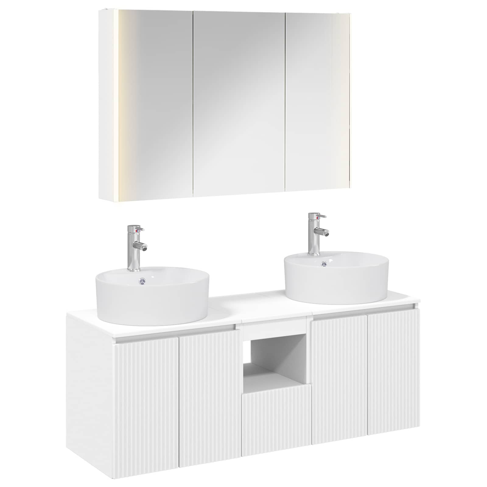 vidaXL Bathroom Cabinet Set 4 pcs White Engineered Wood 2