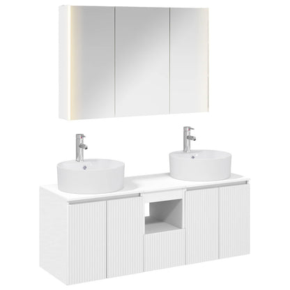 vidaXL Bathroom Cabinet Set 4 pcs White Engineered Wood 2