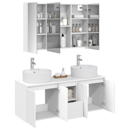 vidaXL Bathroom Cabinet Set 4 pcs White Engineered Wood 3