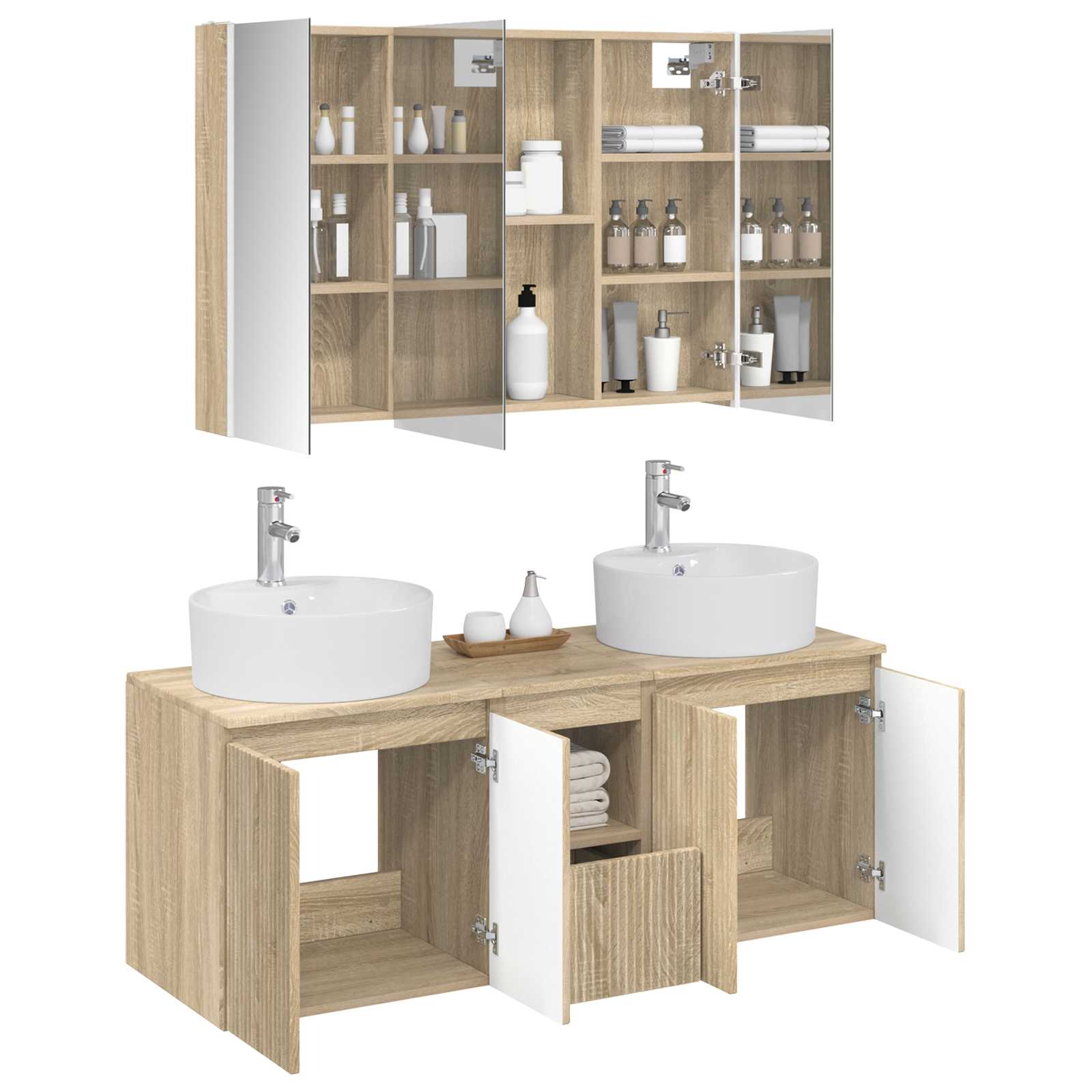 vidaXL Bathroom Cabinet Set 4 pcs Sonoma Oak Engineered Wood 3