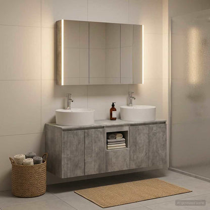 Bathroom Cabinet Set 4 pcs 103.5 x 15.5 x 70 cm Concrete grey