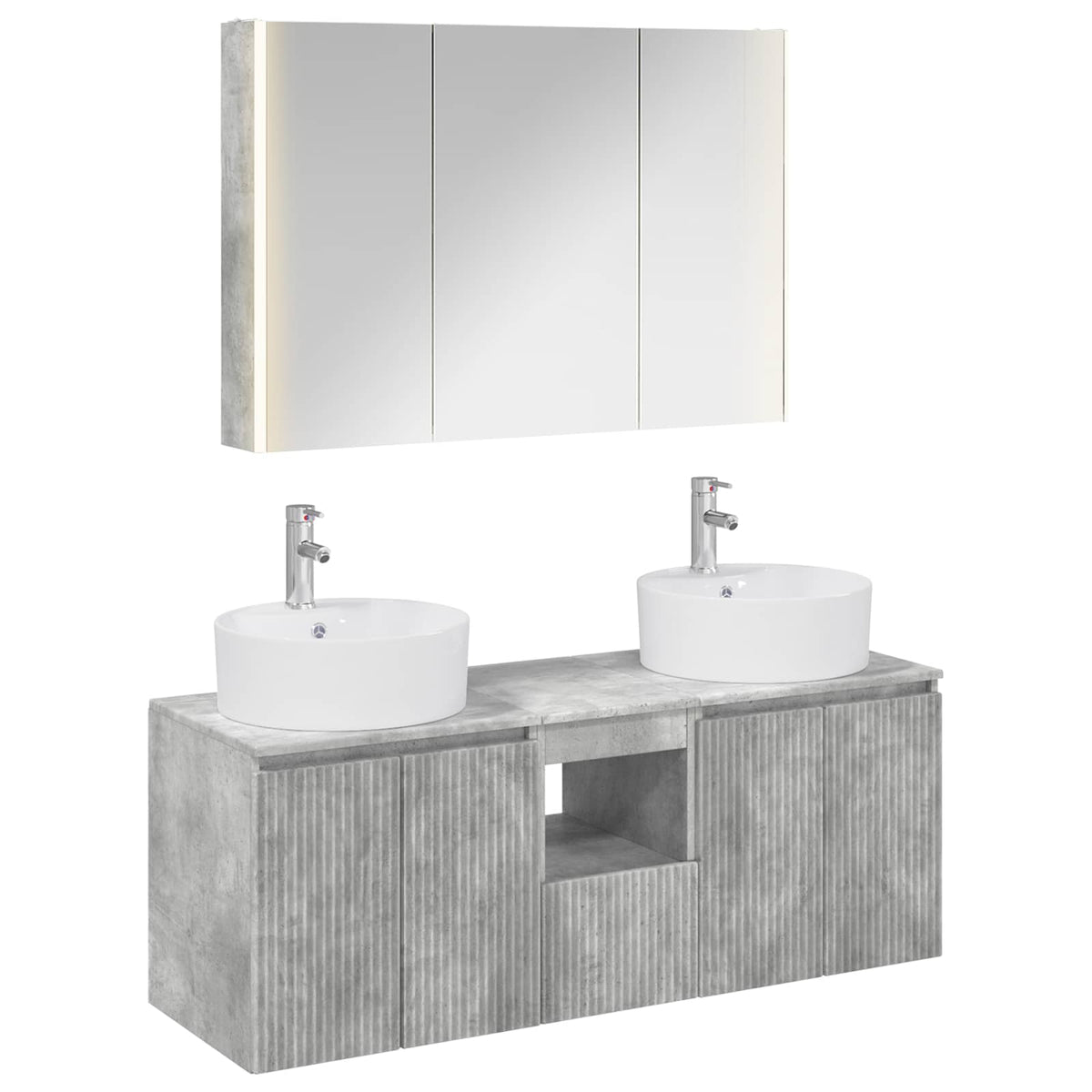 Bathroom Cabinet Set 4 pcs 103.5 x 15.5 x 70 cm Concrete grey