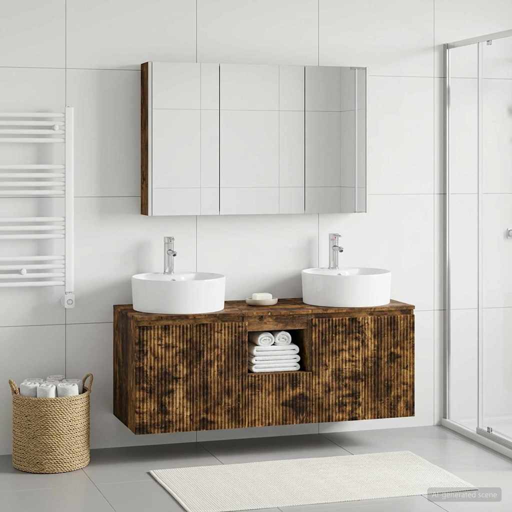 vidaXL Bathroom Cabinet Set 4 pcs Smoked Oak Engineered Wood 4