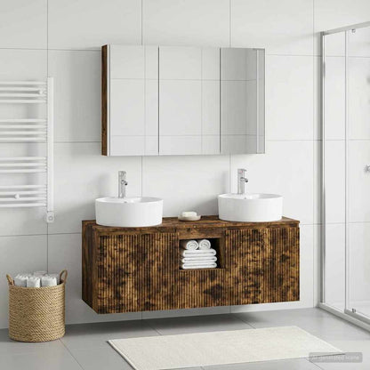 vidaXL Bathroom Cabinet Set 4 pcs Smoked Oak Engineered Wood 4