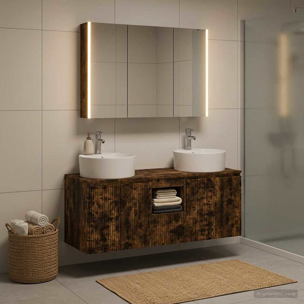 vidaXL Bathroom Cabinet Set 4 pcs Smoked Oak Engineered Wood