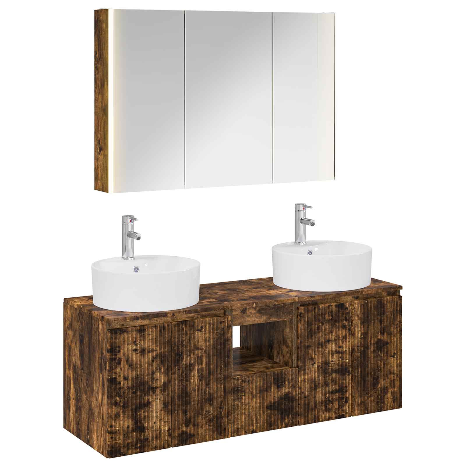 vidaXL Bathroom Cabinet Set 4 pcs Smoked Oak Engineered Wood 2
