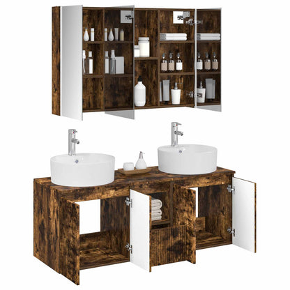 vidaXL Bathroom Cabinet Set 4 pcs Smoked Oak Engineered Wood 3