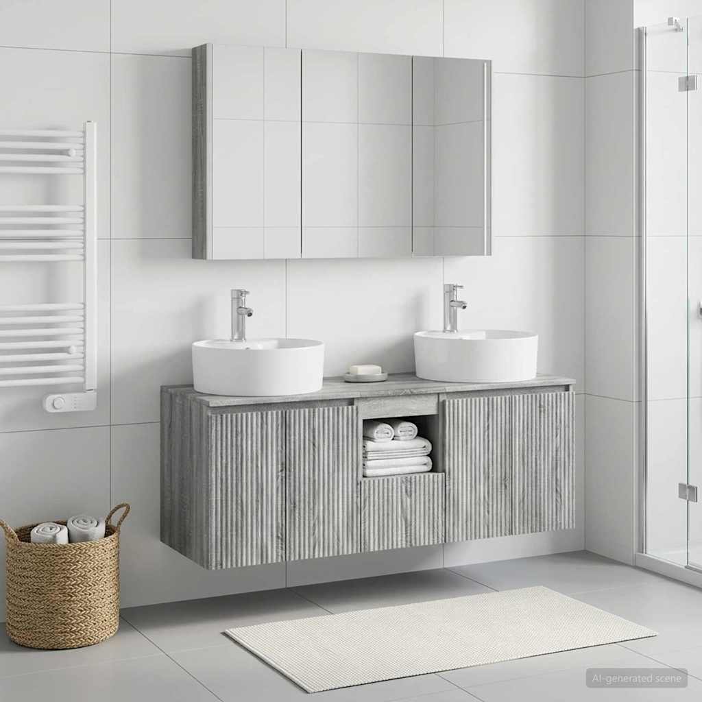 vidaXL Bathroom Cabinet Set 4 pcs Grey Sonoma Engineered Wood 4