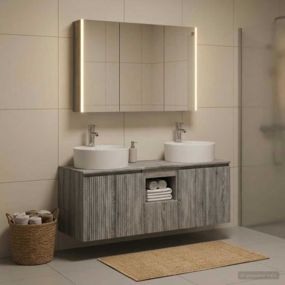 vidaXL Bathroom Cabinet Set 4 pcs Grey Sonoma Engineered Wood 1