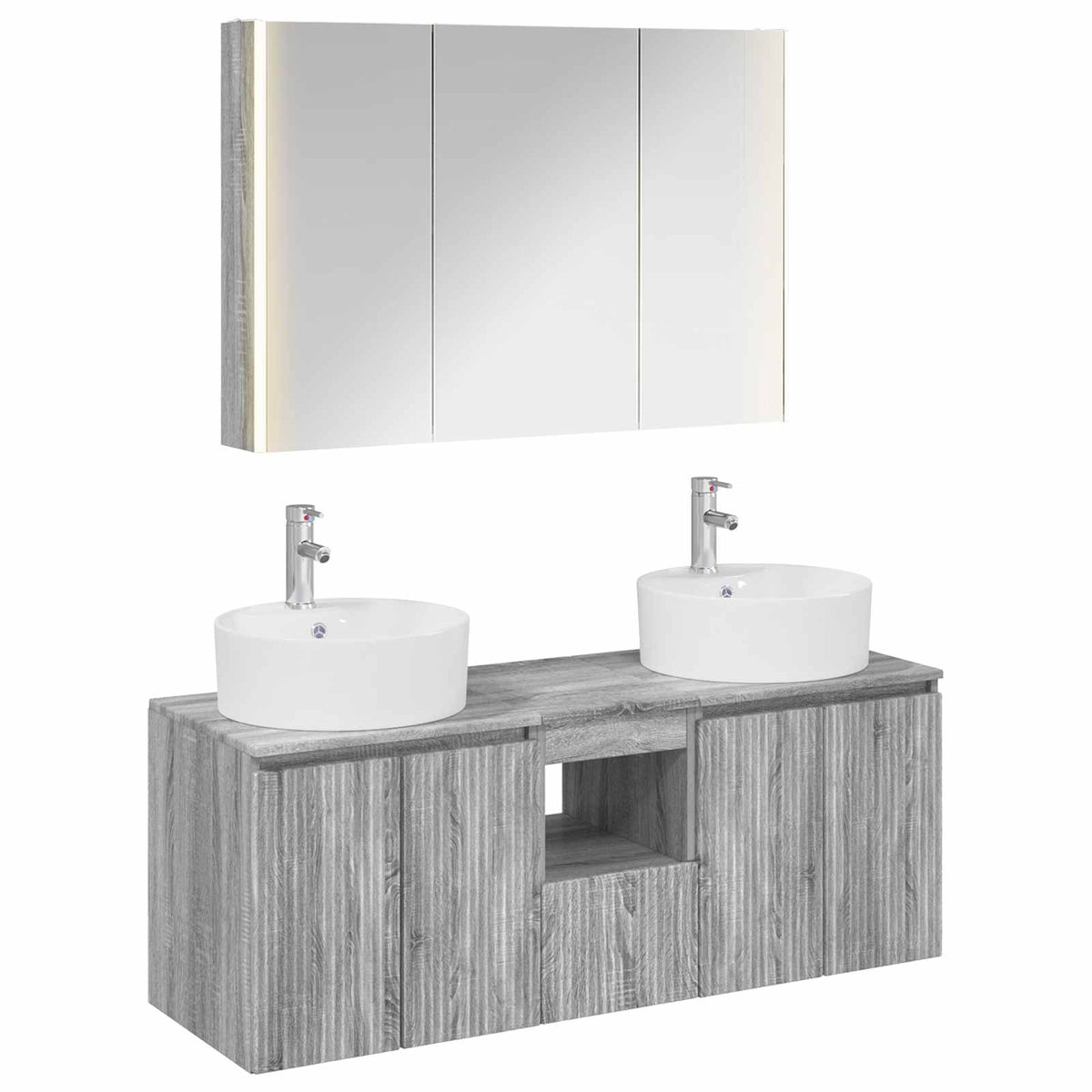 vidaXL Bathroom Cabinet Set 4 pcs Grey Sonoma Engineered Wood 2
