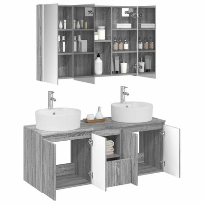 vidaXL Bathroom Cabinet Set 4 pcs Grey Sonoma Engineered Wood 3