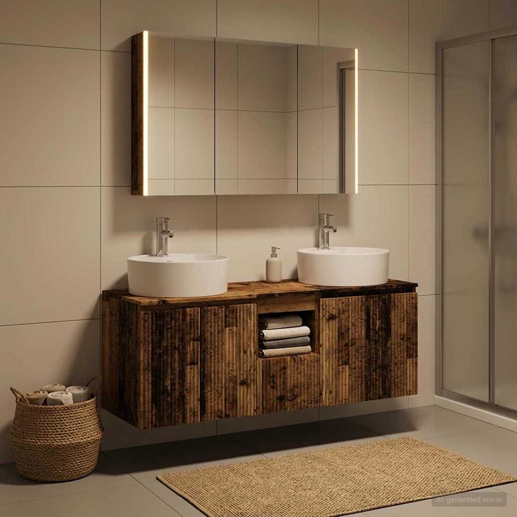 vidaXL Bathroom Cabinet Set 4 pcs Old Wood Engineered Wood 4