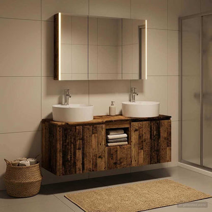 vidaXL Bathroom Cabinet Set 4 pcs Old Wood Engineered Wood 4