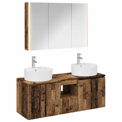 vidaXL Bathroom Cabinet Set 4 pcs Old Wood Engineered Wood 2