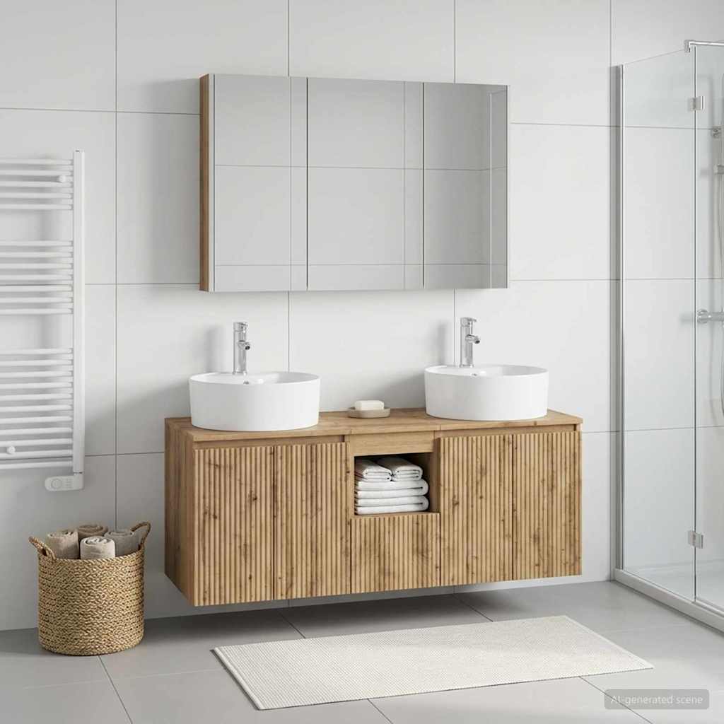 vidaXL Bathroom Cabinet Set 4 pcs Artisan Oak Engineered Wood 1
