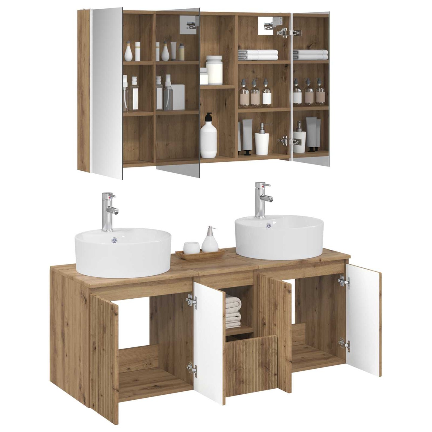 vidaXL Bathroom Cabinet Set 4 pcs Artisan Oak Engineered Wood 3