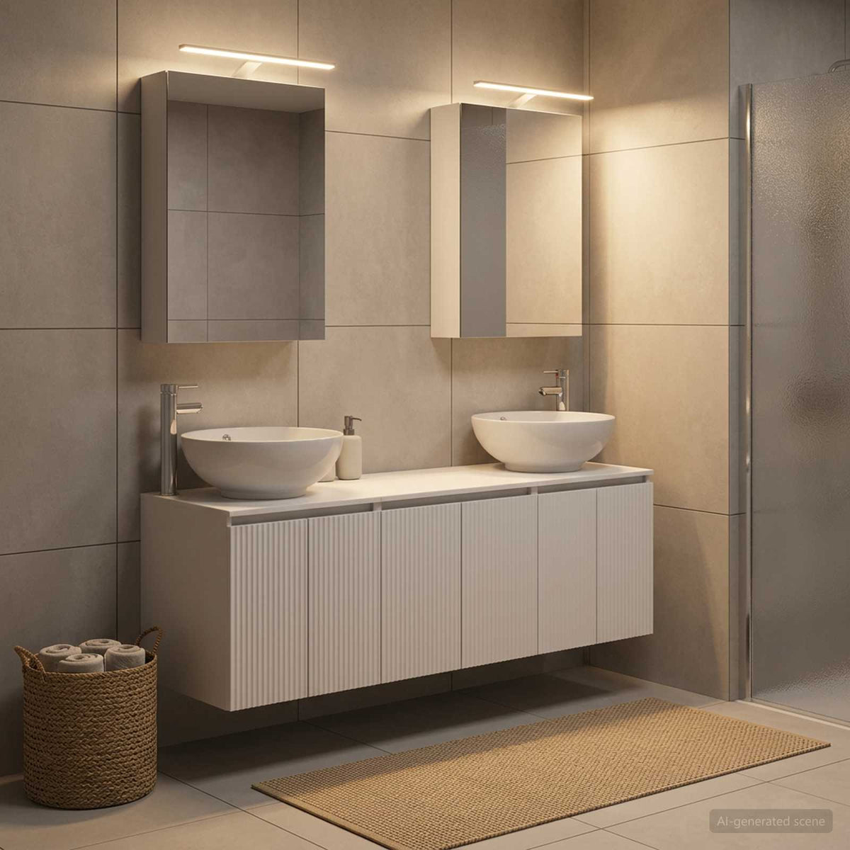 vidaXL Bathroom Cabinet Set 5 pcs White Engineered Wood 1