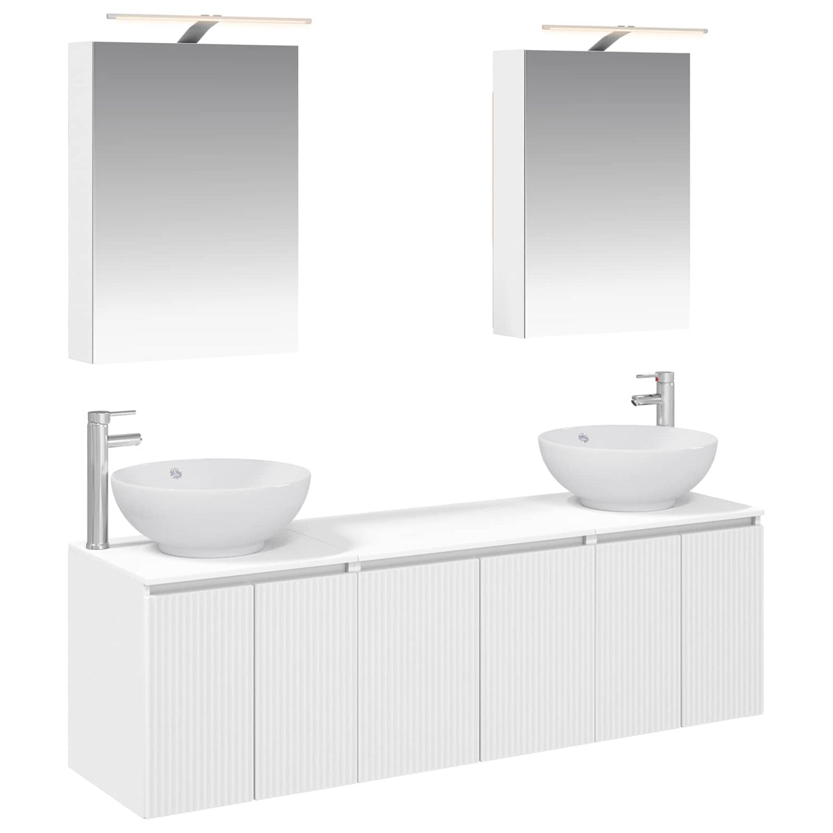 vidaXL Bathroom Cabinet Set 5 pcs White Engineered Wood 2