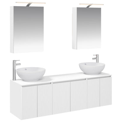 vidaXL Bathroom Cabinet Set 5 pcs White Engineered Wood 2