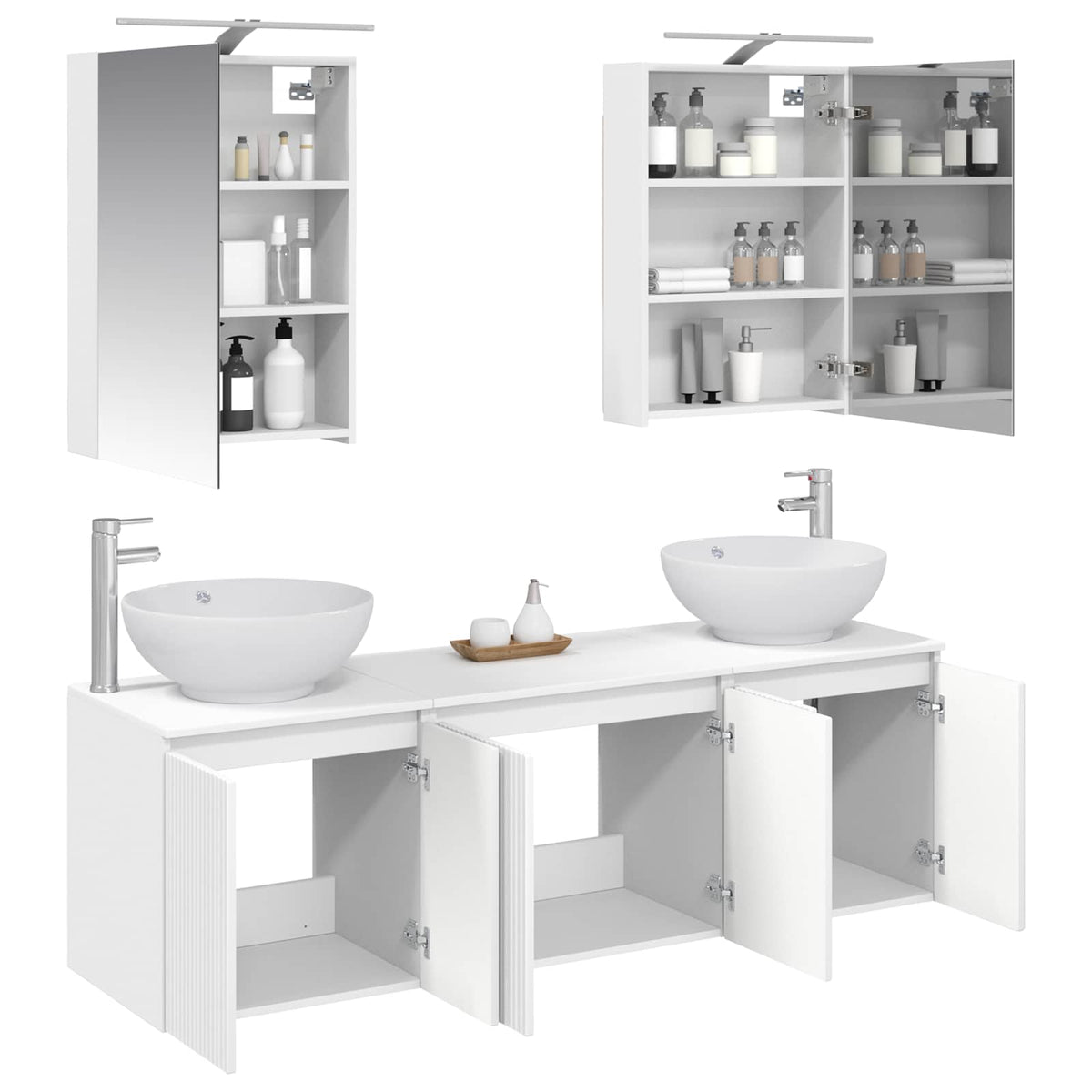 vidaXL Bathroom Cabinet Set 5 pcs White Engineered Wood 3