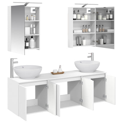 vidaXL Bathroom Cabinet Set 5 pcs White Engineered Wood 3