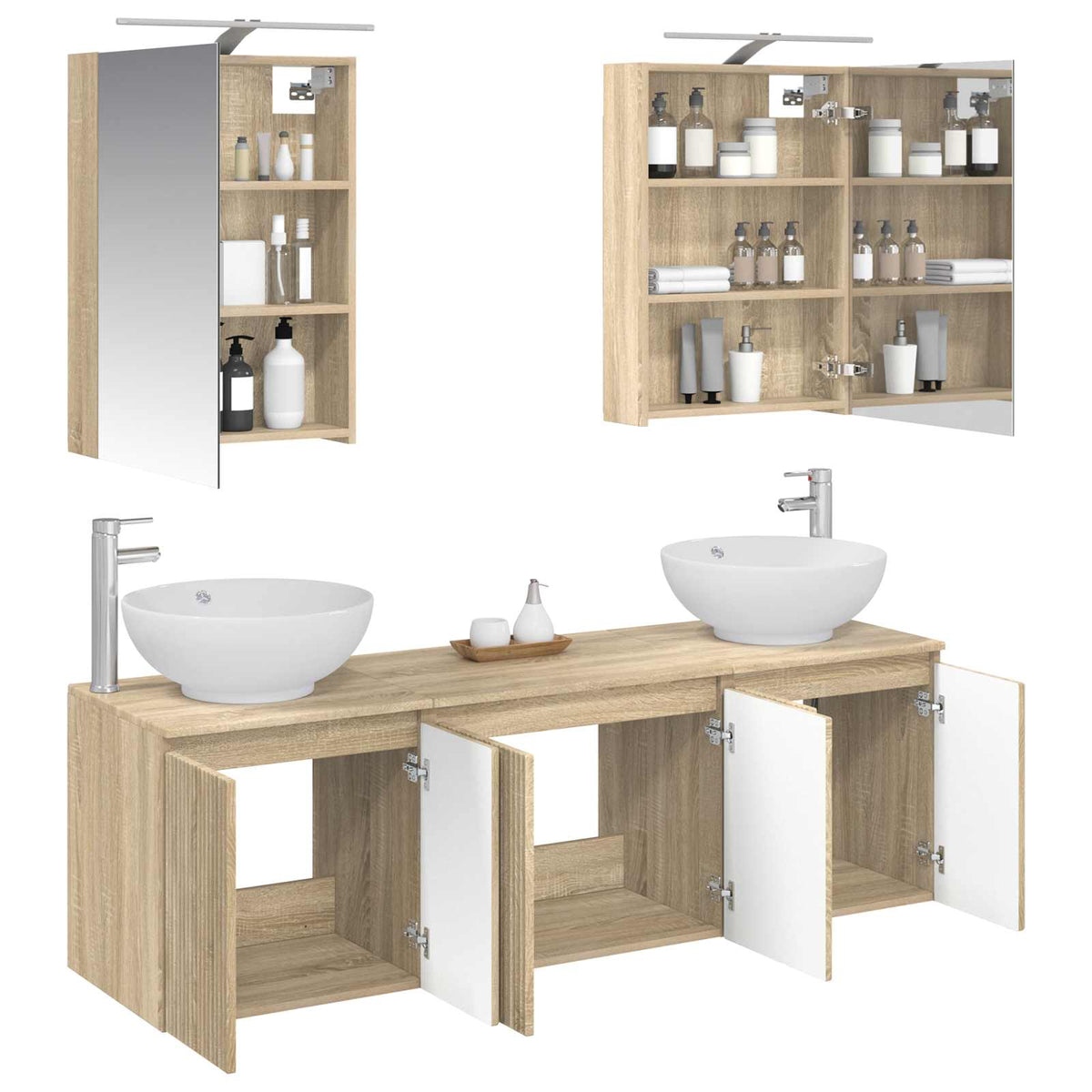 vidaXL Bathroom Cabinet Set 5 pcs Sonoma Oak Engineered Wood 3