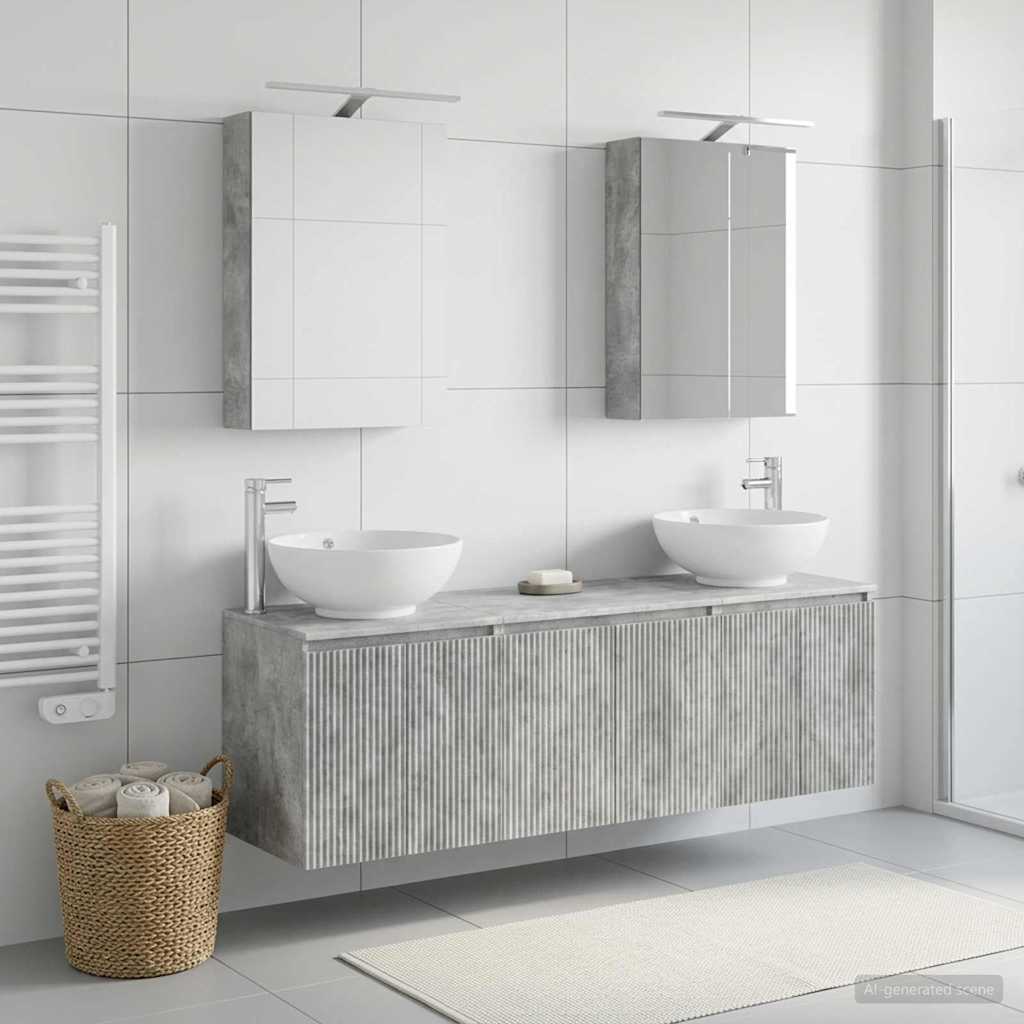 vidaXL Bathroom Cabinet Set 5 pcs Concrete Grey Engineered Wood 1