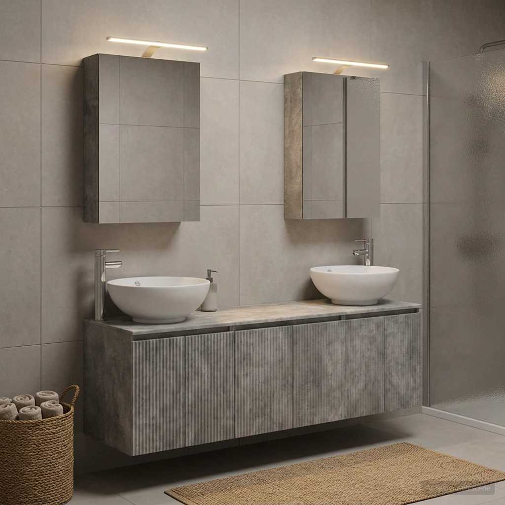 vidaXL Bathroom Cabinet Set 5 pcs Concrete Grey Engineered Wood 4