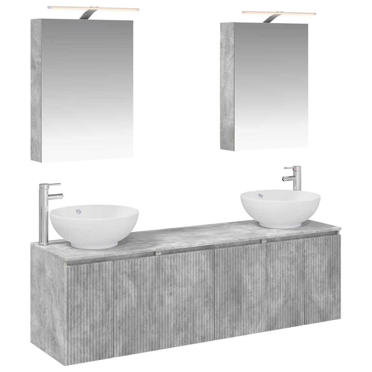 vidaXL Bathroom Cabinet Set 5 pcs Concrete Grey Engineered Wood 2