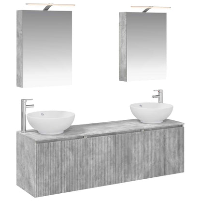 vidaXL Bathroom Cabinet Set 5 pcs Concrete Grey Engineered Wood 2