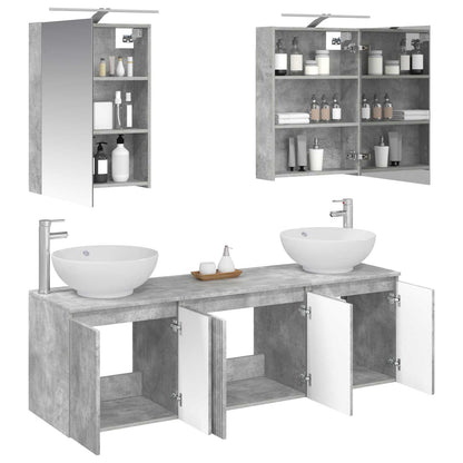 vidaXL Bathroom Cabinet Set 5 pcs Concrete Grey Engineered Wood 3