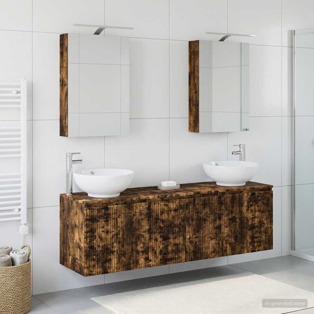 vidaXL Bathroom Cabinet Set 5 pcs Smoked Oak Engineered Wood 4