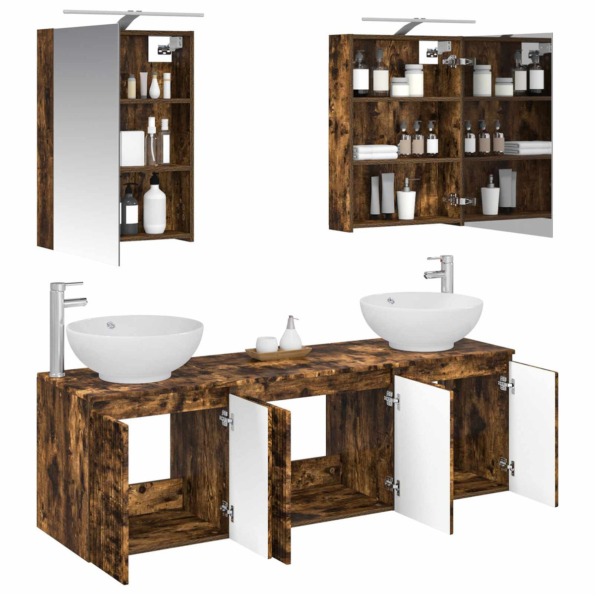 vidaXL Bathroom Cabinet Set 5 pcs Smoked Oak Engineered Wood 3