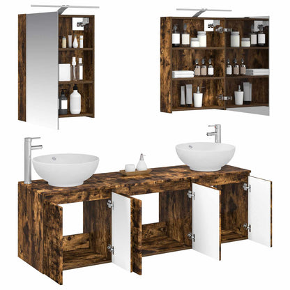 vidaXL Bathroom Cabinet Set 5 pcs Smoked Oak Engineered Wood 3